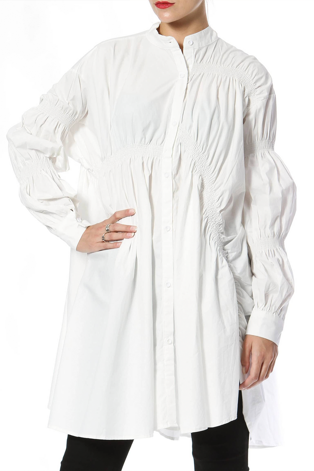 TANZA RUCHE SHIRT-DRESS